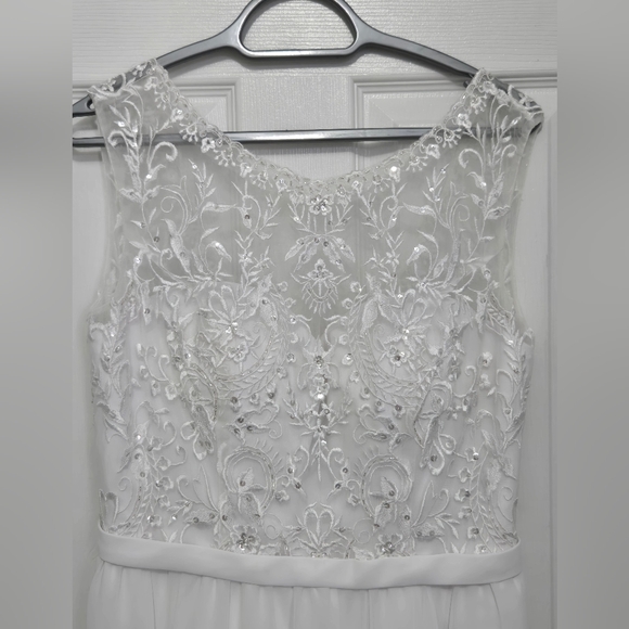 NEW Kennedy Blue Kinsley WHITE Formal Gown Lace, beading, pockets,slit sz 14 - Picture 2 of 16